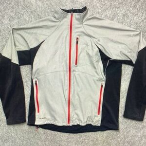 The North Face Men's Gray and Black Jacket with Red Accents
